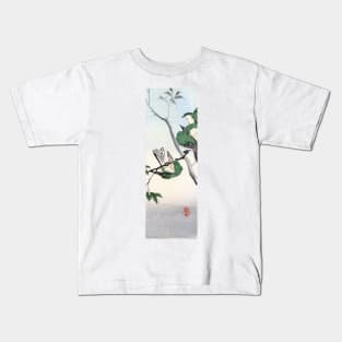 19th C. Green Japanese Sparrows Kids T-Shirt